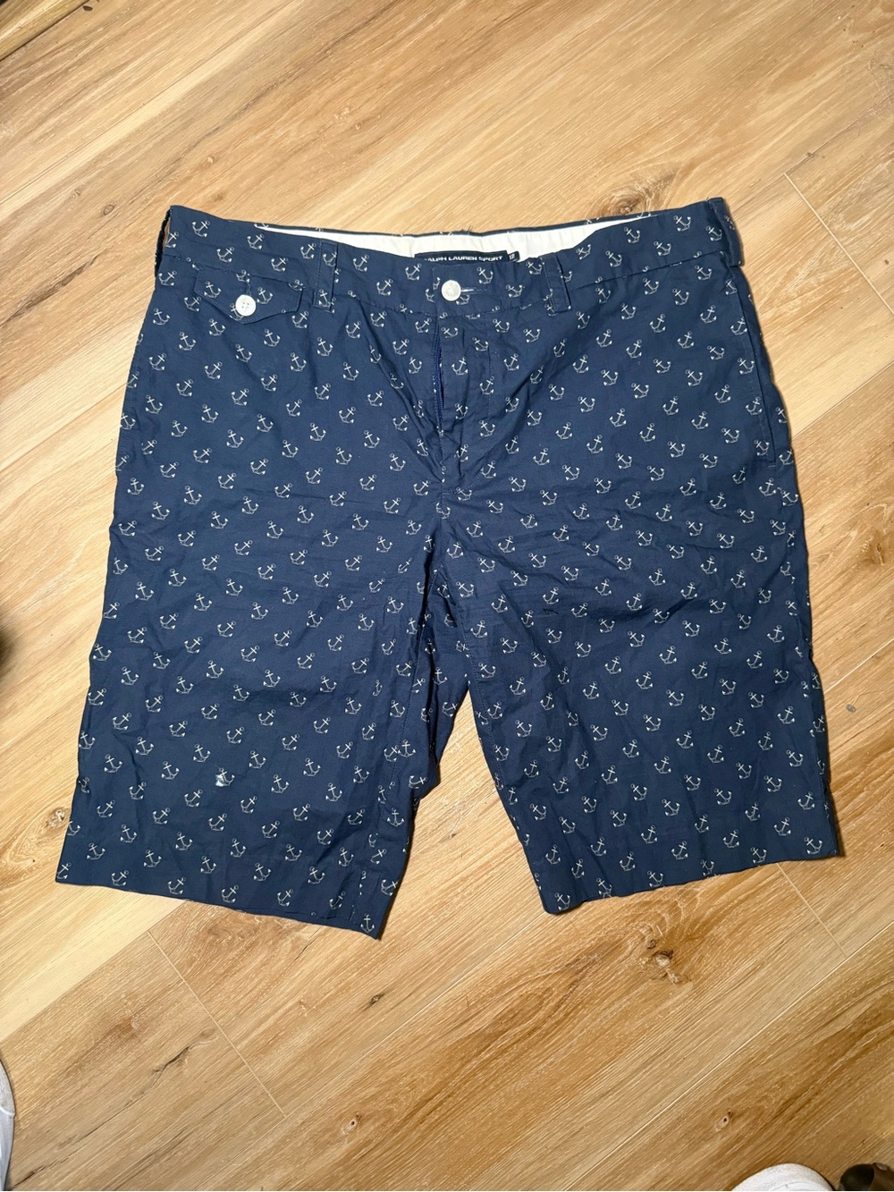 Ralph Lauren Navy Anchor-Print Flat Front Shorts